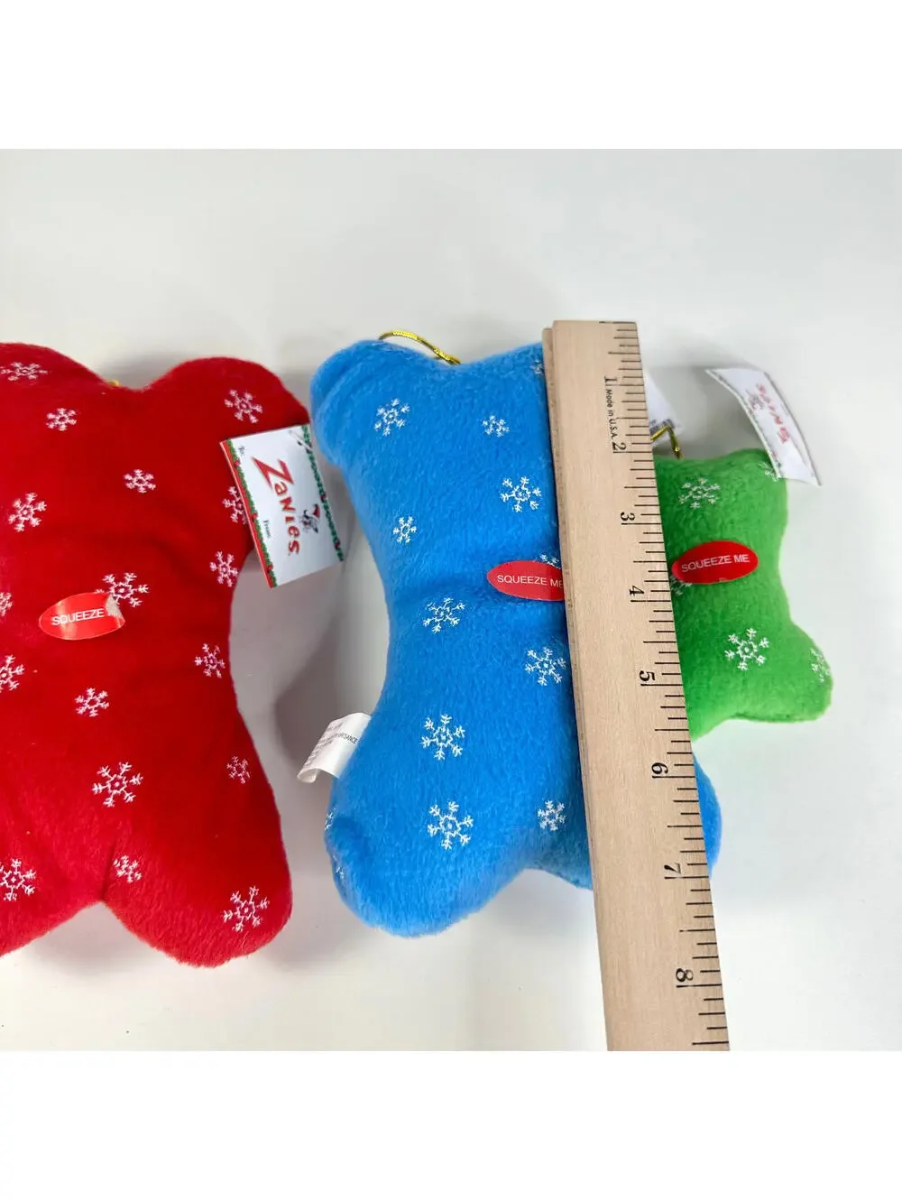 Zanies Dog Bone Toys Squeakers Set of 3 Fabric Bones